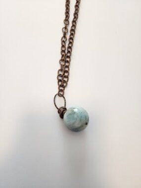 Larimar Gemstone on Copper Chain Necklace